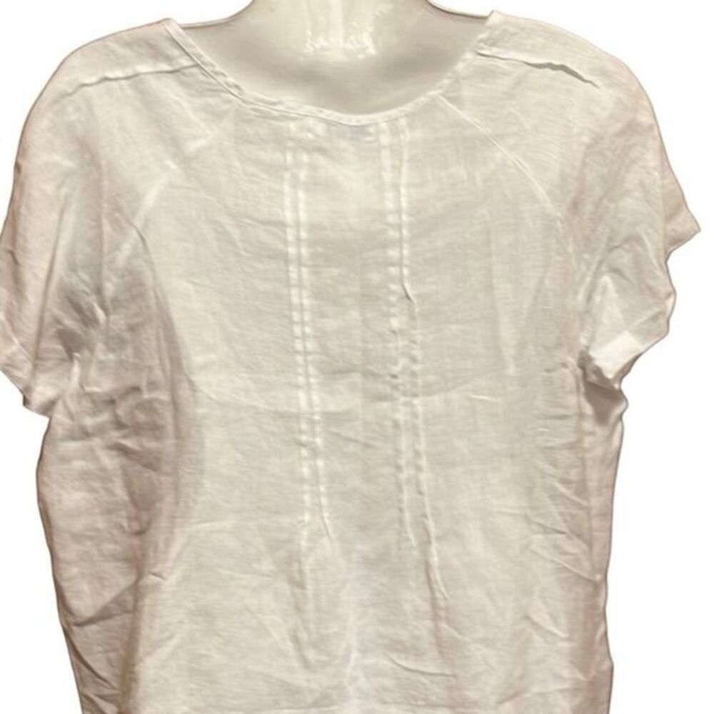 Russ Berens top S 100% linen white pintuck cottage romance graceful ladylike - Picture 2 of 10